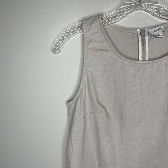 J.CREW Mini Dress Women 2 Beige Linen Blend Sleeveless Shift Pockets CA406 - Picture 3 of 14